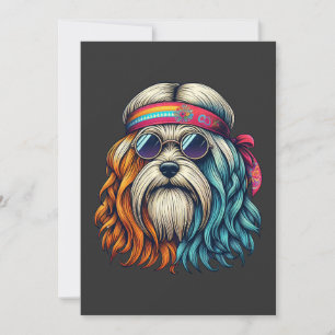 Cartão De Festividades Cachorro hippie dos anos 60 encara arte de animais