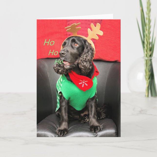 Cartão De Festividades Cachorro HoHoHo Bonito (Frente)
