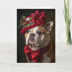 Cartão De Festividades Cachorro Inglês Bulldog Natal Vitoriano
