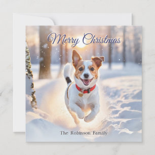 Cartão De Festividades Cachorro Jack Russell Fofo Natal Neve