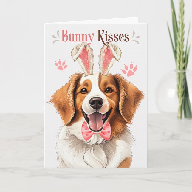 Cartão De Festividades Cachorro Kooikerhondje em Bunny Ears para Páscoa (Frente)