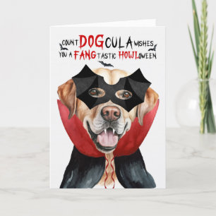 Cartão De Festividades Cachorro Lab Amarelo Engraçado Conta DOGcula Hallo