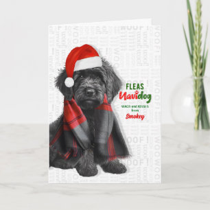 Cartão De Festividades Cachorro Labradoole Preto Engraçado Navidog com No