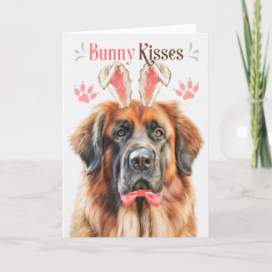 Cartão De Festividades Cachorro Leonberger em Bunny Ears para Páscoa