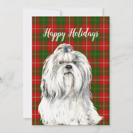 Cartão De Festividades Cachorro Lhasa Apso Aquarela Personalizado 