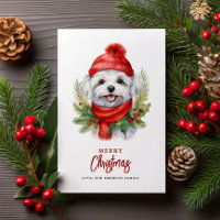 Cachorro Maltês de Natal com Aquarela