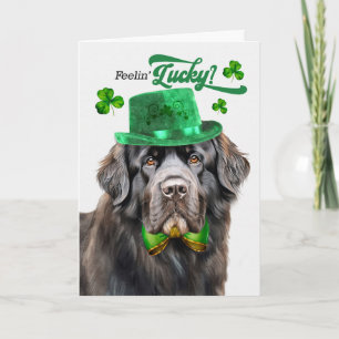 Cartão De Festividades Cachorro Newfoundland Sentindo-se Sortudo Dia de S