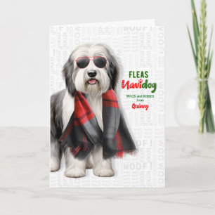 Cartão De Festividades Cachorro Ovelheiro Fofo Piolhos Divertidos Navidog