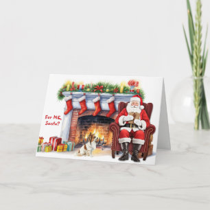 Cartão De Festividades Cachorro Papillon Presente do Papai Noel Natal
