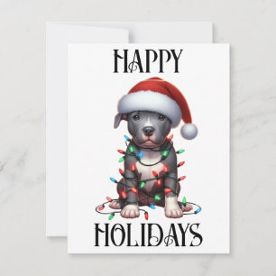 Cartão De Festividades Cachorro Pitbull de Natal Fofo