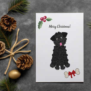 Cartão De Festividades Cachorro Poodle Brinquedo Preto Customizável
