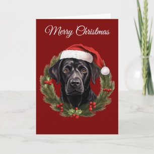 Cartão De Festividades Cachorro Preto Fofo no Natal