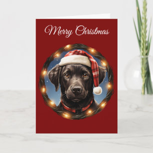 Cartão De Festividades Cachorro Preto Fofo no Natal