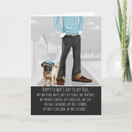 Cartão De Festividades Cachorro Pug Adorável e Papai Dia dos Pais Diverti