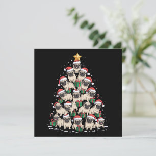 Cartão De Festividades Cachorro Pug Árvore de Natal Fofo Natal Cachorros 