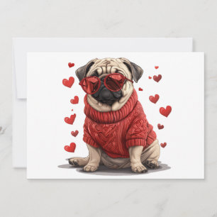 Cartão De Festividades Cachorro Pug do Dia dos Namorados