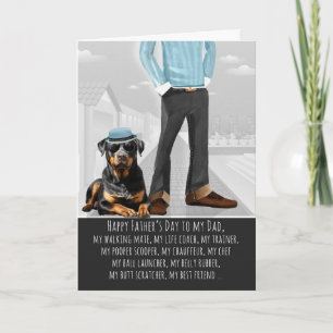 Cartão De Festividades Cachorro Rottweiler Fofo e Papai Dia dos Pais Engr