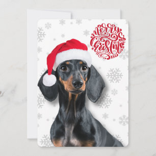 Cartão De Festividades Cachorro Salsicha Pet Floco de Neve Natal 