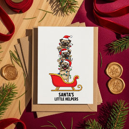 Cartão De Festividades Cachorro Santa Trenó Bulldog Francês Fofo