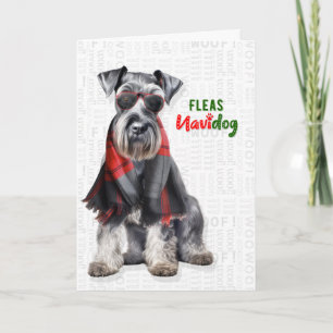 Cartão De Festividades Cachorro Schnauzer Pulgas Engraçadas Navidog Natal