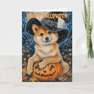 Cartão De Festividades Cachorro Sheba Inu de Halloween