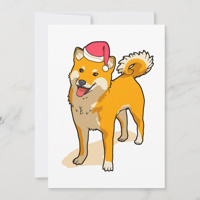 Cartão De Festividades Cachorro Shiba Inu Papai Noel Natal (Frente)