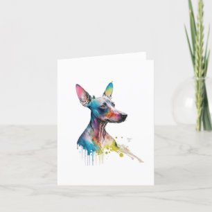 Cartão De Festividades Cachorro Terrier Americano Sem Cabelo Em Aquarela 