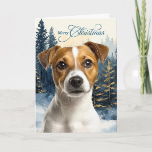 Cartão De Festividades Cachorro Terrier Jack Russell Floresta de Pinheiro