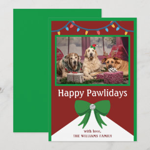 Cartão De Festividades Cachorro um foto vermelha e verde Natal