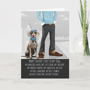 Cartão De Festividades Cachorro Weimaraner e Papai Dia dos Pais Engraçado