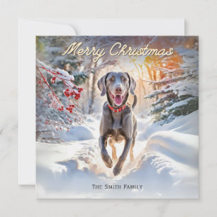 Cartão De Festividades Cachorro Weimaraner Na Neve Feliz Natal