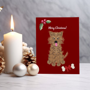 Cartão De Festividades Cachorro Yorkie bonito personalizável