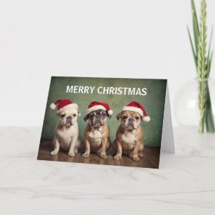 Cartão De Festividades Cachorros bonitos de Natal feliz