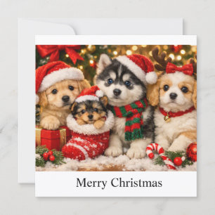Cartão De Festividades Cachorros de Natal
