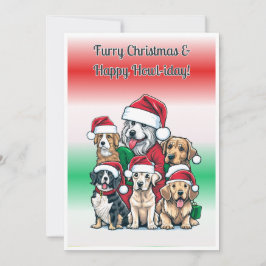 Cartão De Festividades Cachorros de Natal, Imprimíveis