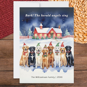 Cartão De Festividades Cachorros Engraçados de Aquarela Cantando Músicas