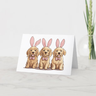 Cartão De Festividades Cachorros felzs pascoa Para Retriever Cães Coelhin