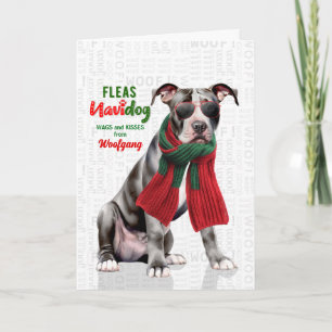 Cartão De Festividades Cachorros Terrier Staffordshire Pulgas Navidog com
