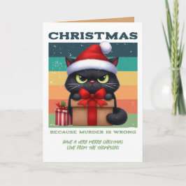 Cartão De Festividades Cacto Cacau Gato Engraçado Retro Foto de Natal