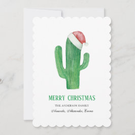 Cartão De Festividades Cacto de Natal. Ano Novo. Cactos verdes e vermelho