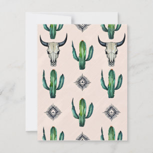 Cartão De Festividades Cactus e crânios de vaca