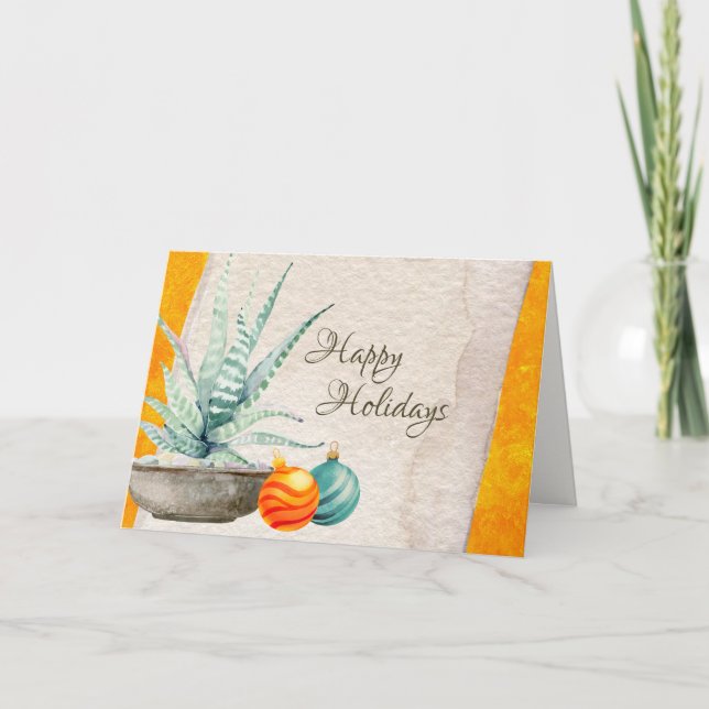 Cartão De Festividades Cactus e Enfeites de natal do Sudoeste (Frente)