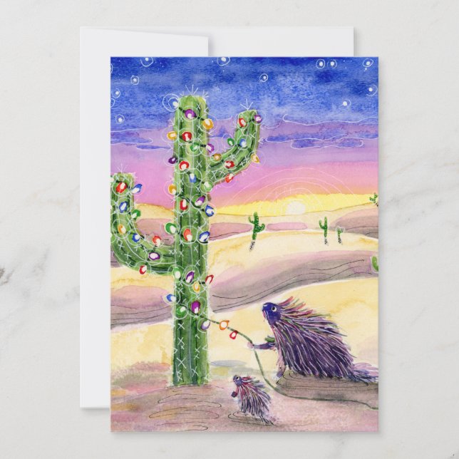 Cartão De Festividades Cactus Natal (Frente)