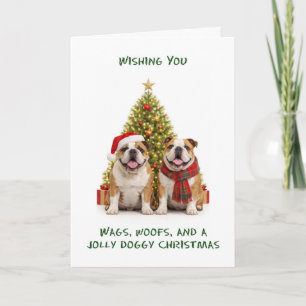 Cartão De Festividades Cães Bulldog Natal