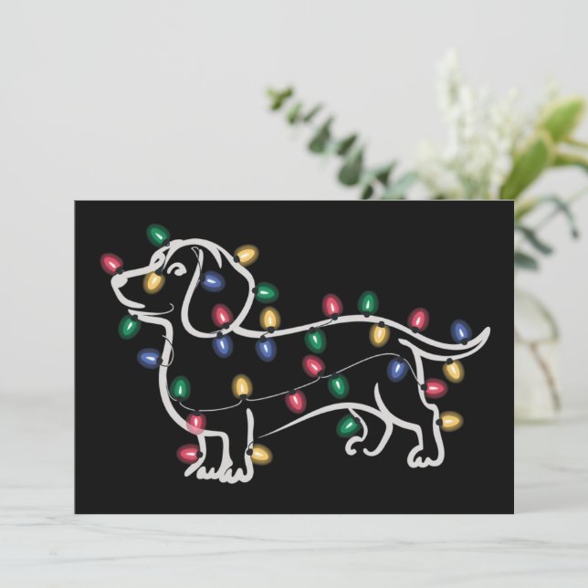 Cartão De Festividades Cães Dachshund Árvore Natal Xmas Pet Cachorro  (Em pé/Frente)