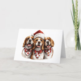 Cartão De Festividades Cães de Beagle de Natal