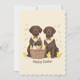 Cartão De Festividades Cães de felz pascoa de chocolate Labrador