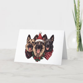 Cartão De Festividades Cães de German shepherd Feliz de Natal