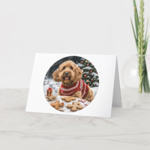 Cartão De Festividades Cães de Goldendoodle de Natal