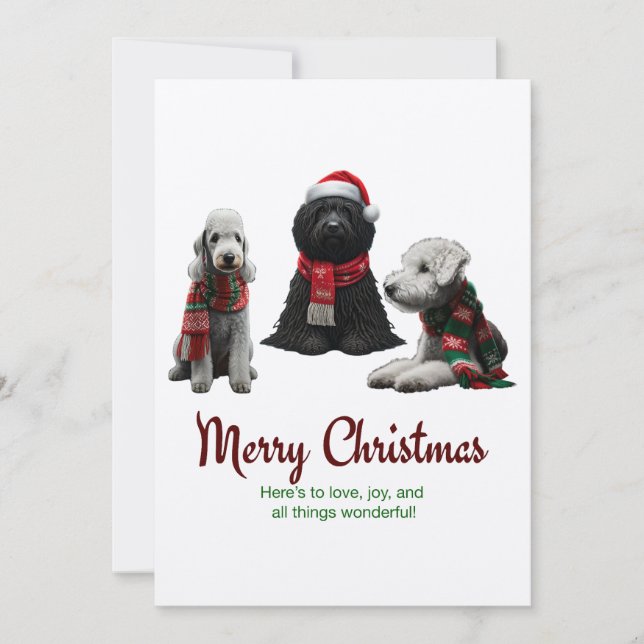 Cartão De Festividades Cães de Natal Feliz (Frente)